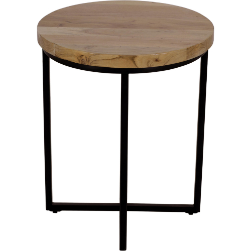 Ames 20" Round End Table in Solid Wood & Metal